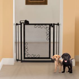 One-Touch Metal Mesh Pet Gate In Black
