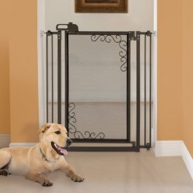 Tall One-Touch Metal Mesh Pet Gate In Black