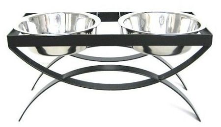 Seesaw Double Elevated Dog Bowl - Medium/Black