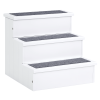 3 Step Wooden Carpeted Non Slip Pet Stairs Ramp for Cats and Small Dogs - White