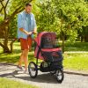 Pet Stroller for Small Dogs and Medium Dogs with Adjustable Canopy, Safety Tether, Storage Basket, Red