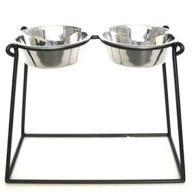 Pyramid Elevated Double Dog Feeder - Xx Large/Black